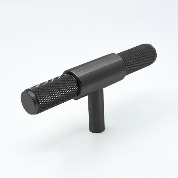 Satin & Steel Pull Handle Knurling TBar (Black)